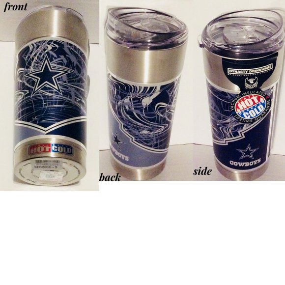 DYNASTY DRINKWARE Kitchen Dallas Cowboys Tumbler 24 Oz Vacuum Steel